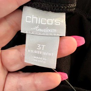 NWT Chicos TRAVELERS CLASSIC Essential Slim Pants Black 3T